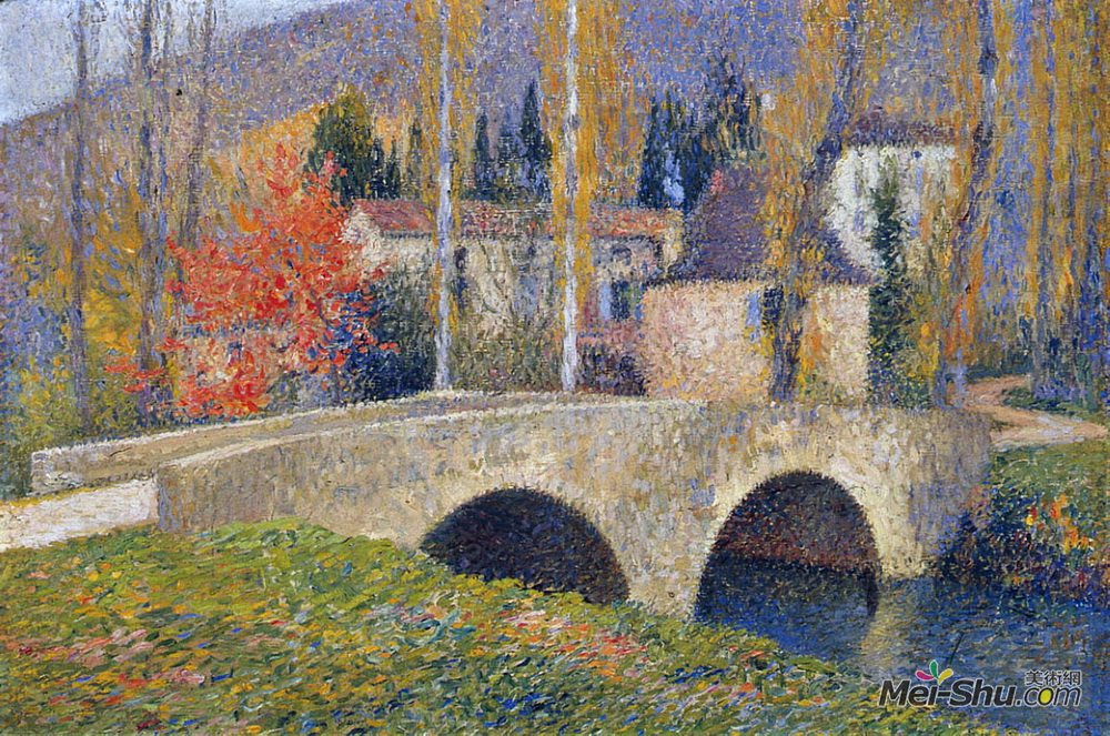 亨利马丁(Henri Martin)高清作品《秋天的拉布拉斯维特桥》
