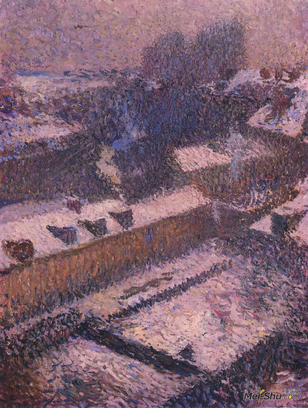 亨利马丁(Henri Martin)高清作品《雪中的巴黎屋顶》