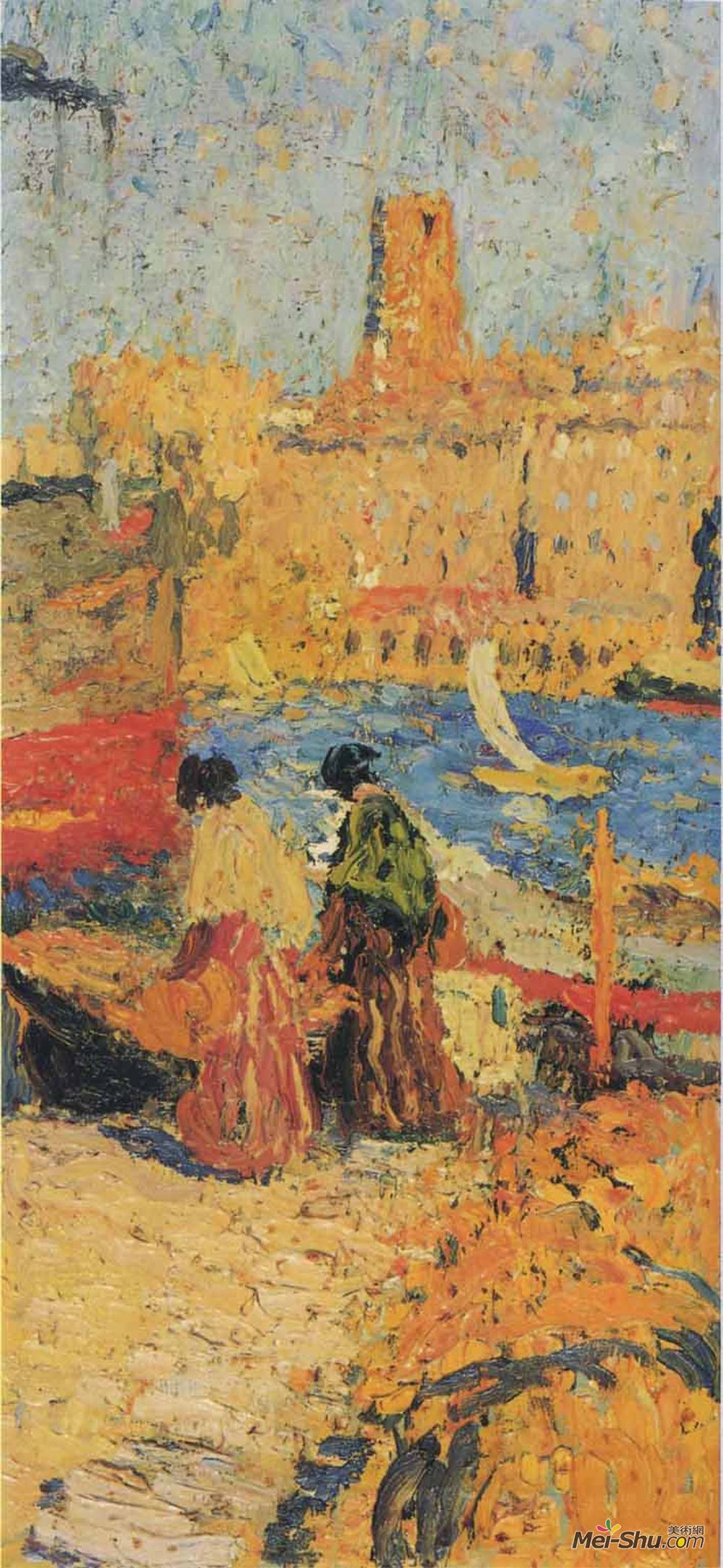 亨利马丁(Henri Martin)高清作品《坐在港口的女人》