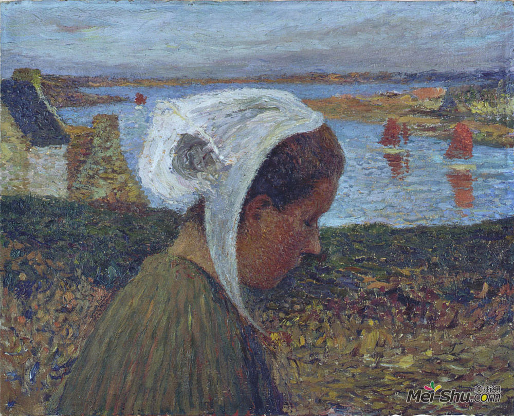 亨利马丁(Henri Martin)高清作品《海边的布雷顿少年》