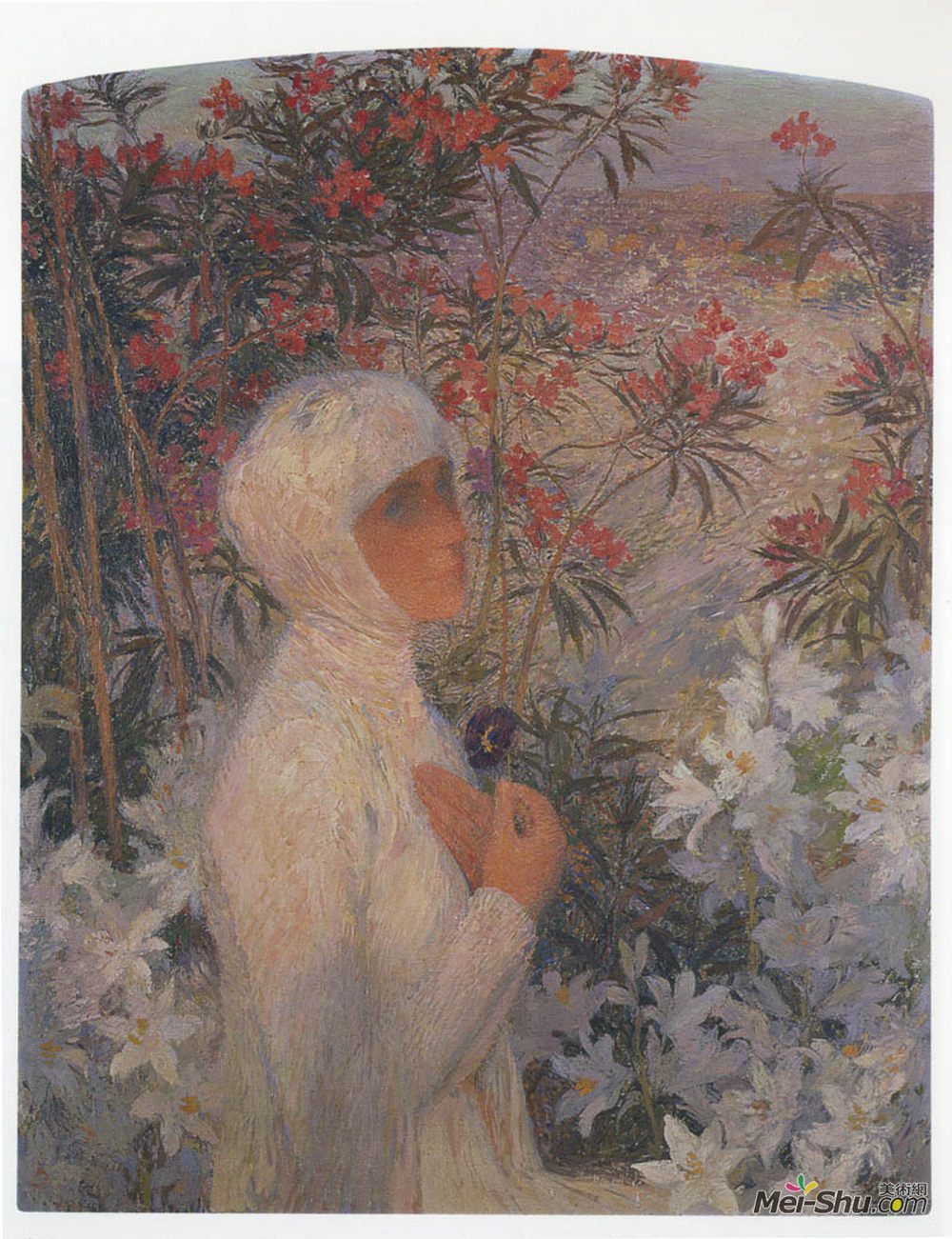 亨利马丁(Henri Martin)高清作品《有花的少妇》