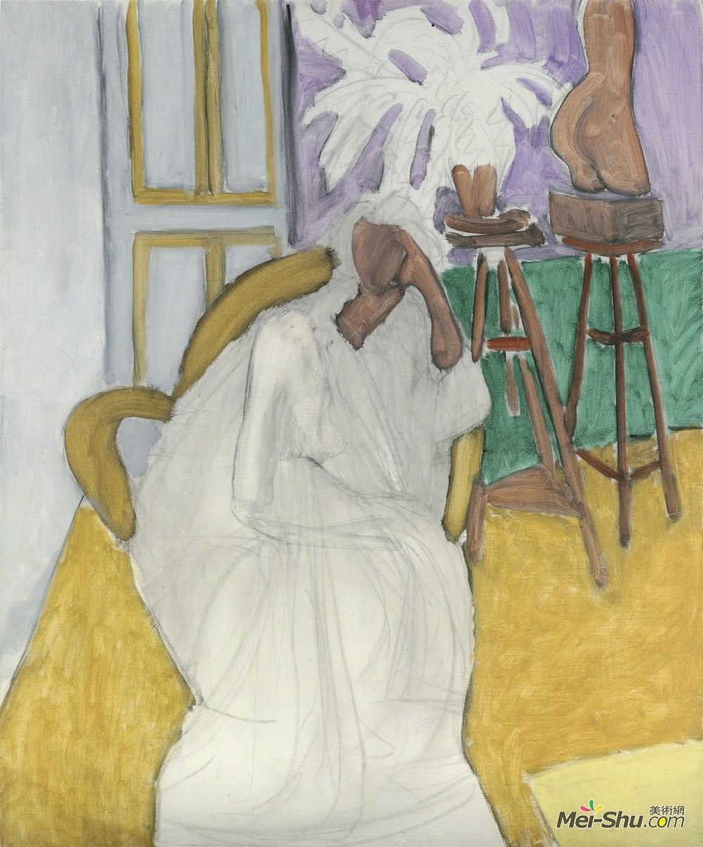 亨利·马蒂斯(Henri Matisse)高清作品《图坐和躯干（希腊的无袖长衣）》