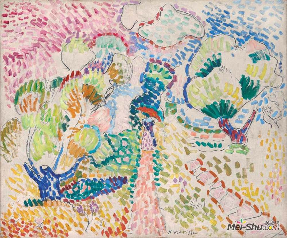 亨利·马蒂斯(Henri Matisse)高清作品《马蒂斯夫人在橄榄林》