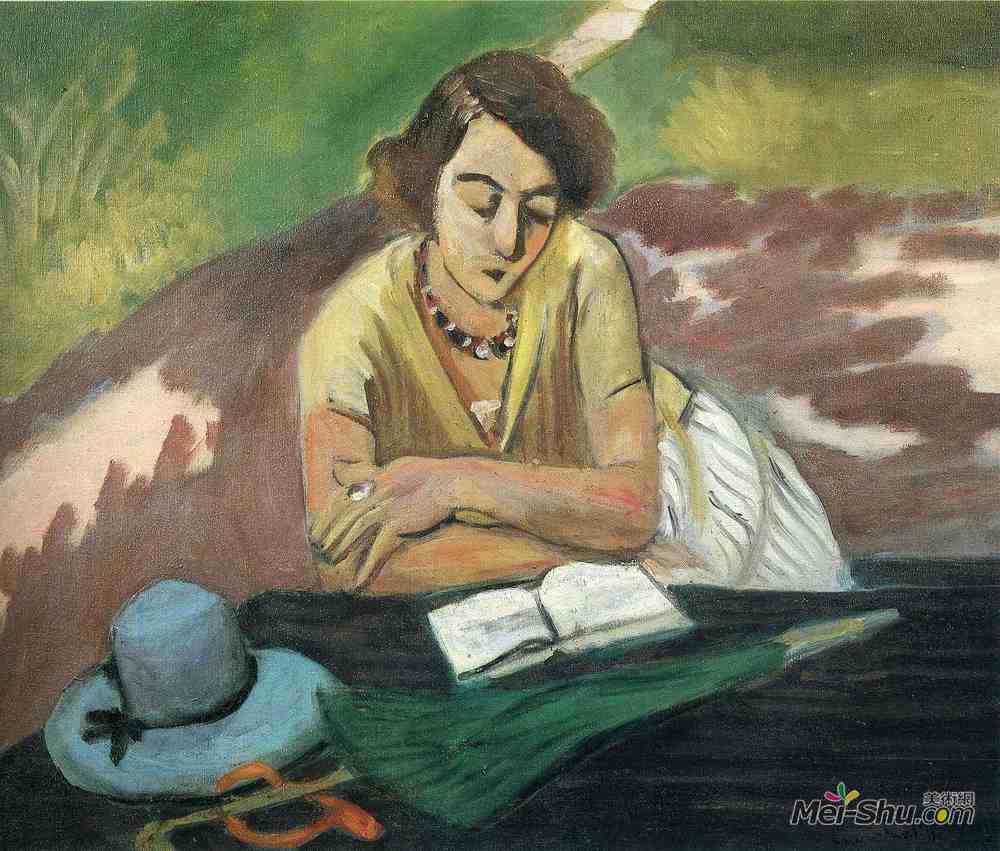 亨利·马蒂斯(Henri Matisse)高清作品《阅读女人与阳伞》