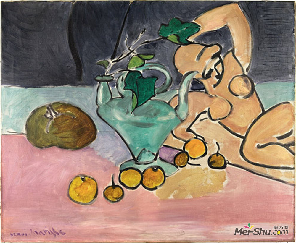 亨利·马蒂斯(Henri Matisse)高清作品《常春藤的雕塑与花瓶》