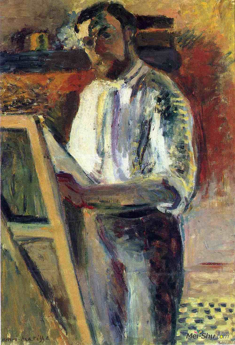 亨利·马蒂斯(Henri Matisse)高清作品《衬衫袖子中的自画像》