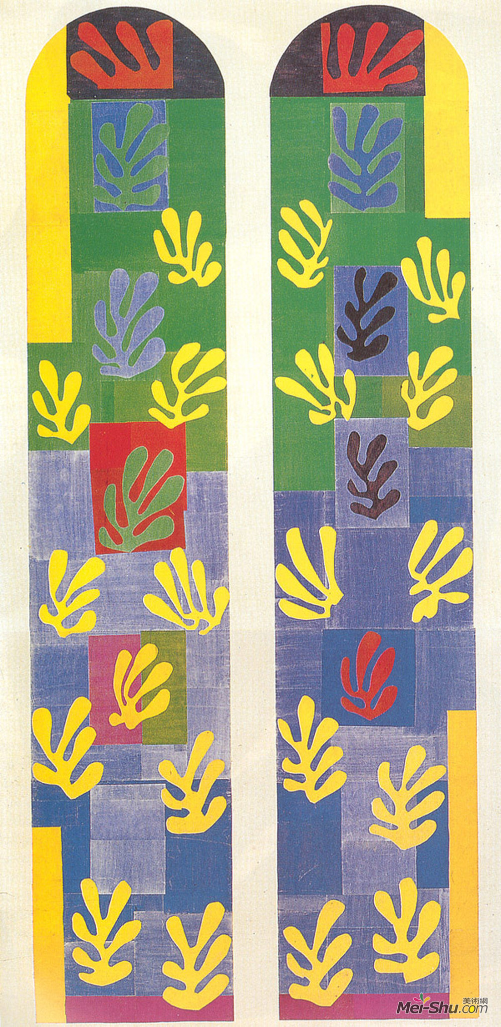 亨利·马蒂斯(Henri Matisse)高清作品《Stained Glass Window Window of the abside of the Rosary Chap》