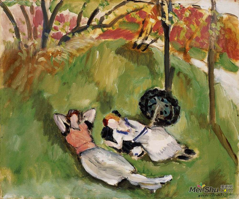 《在风景中躺着的两个人》亨利·马蒂斯(henri matisse)高清作品欣赏
