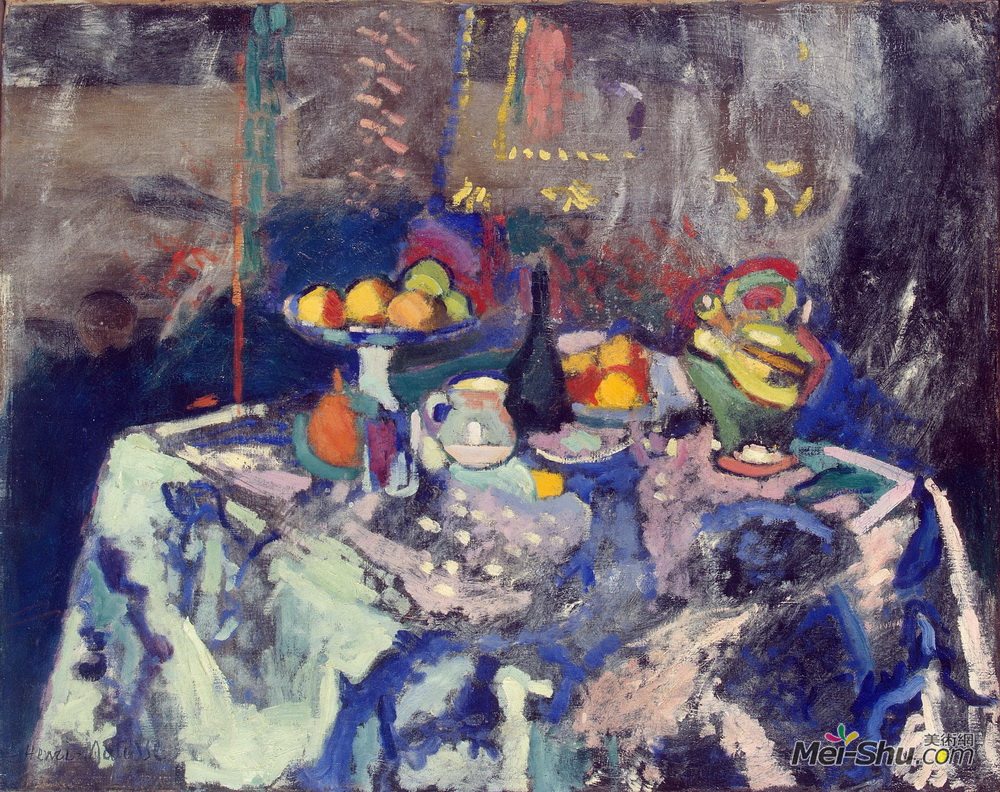 亨利·马蒂斯(Henri Matisse)高清作品《花瓶瓶果》