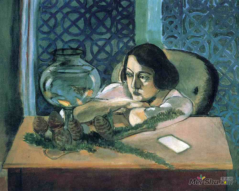 亨利·马蒂斯(Henri Matisse)高清作品《鱼缸前的女人》