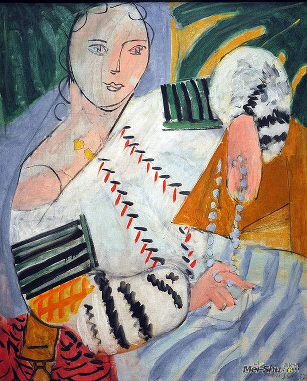 《戴项链的女人》亨利·马蒂斯(henri matisse)高清作品欣赏