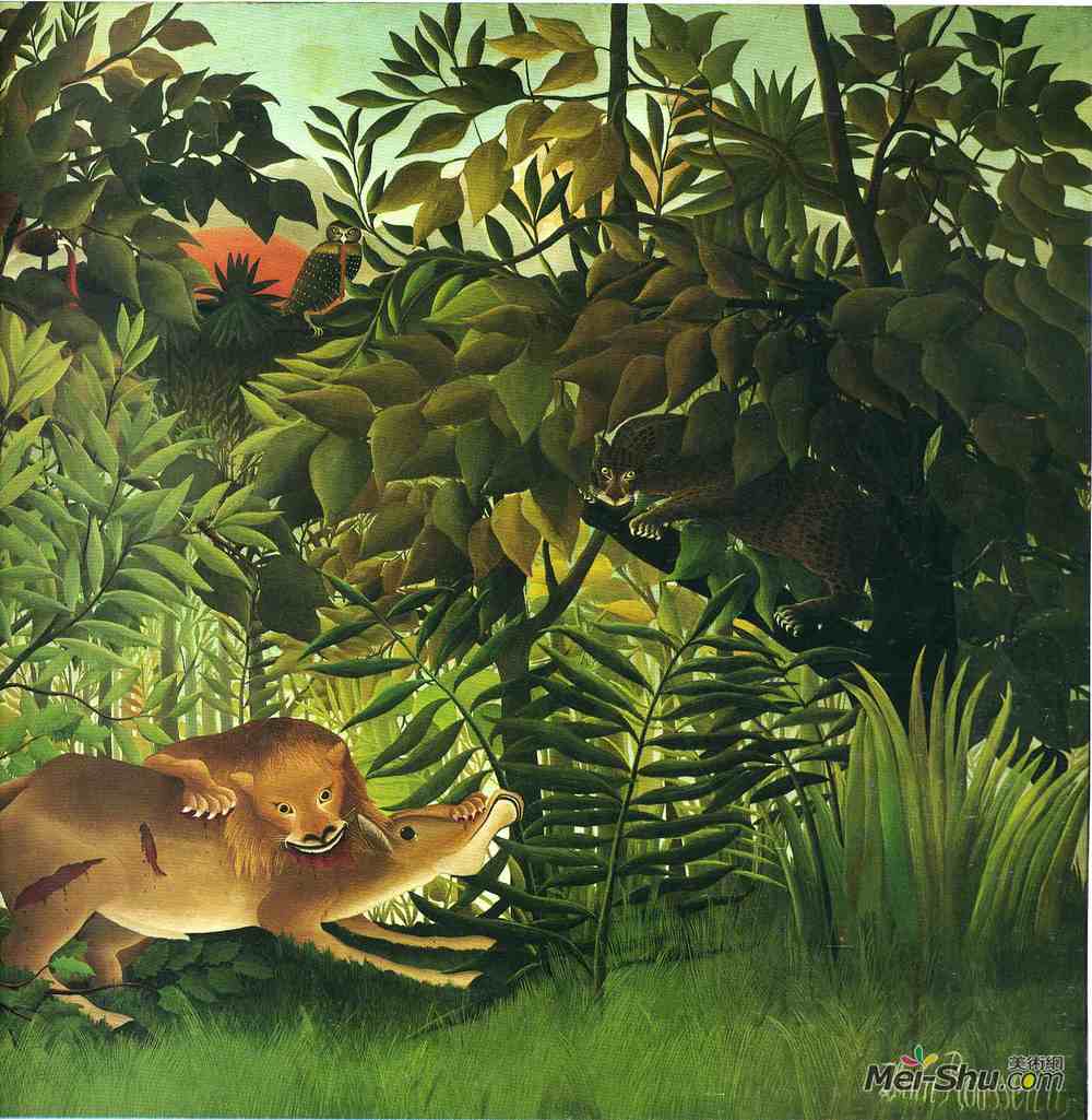 亨利·卢梭(Henri Rousseau)高清作品《吞食猎物的狮子》