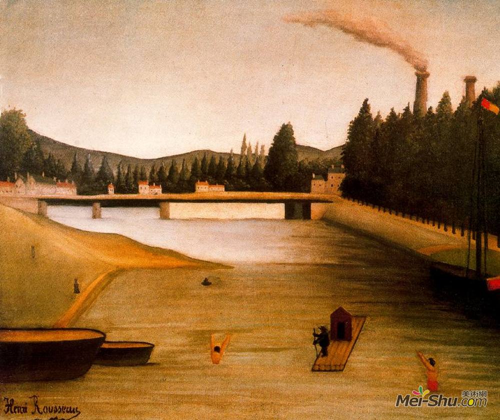 亨利·卢梭(Henri Rousseau)高清作品《阿尔福维尔沐浴》