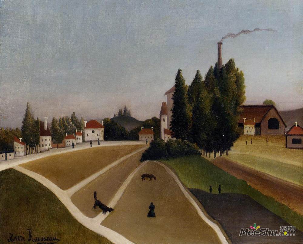 亨利·卢梭(Henri Rousseau)高清作品《工厂景观》