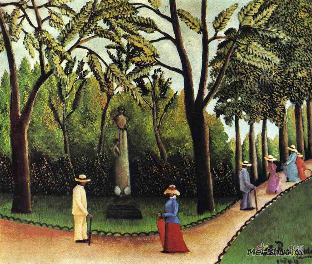 亨利·卢梭(Henri Rousseau)高清作品《卢森堡公园萧邦纪念碑》
