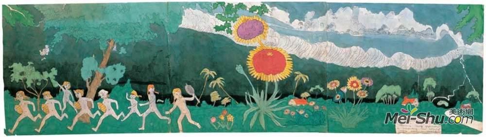 亨利达格(Henry Darger)高清作品《53 At Jennie Richee Assuming nuded appearance...》