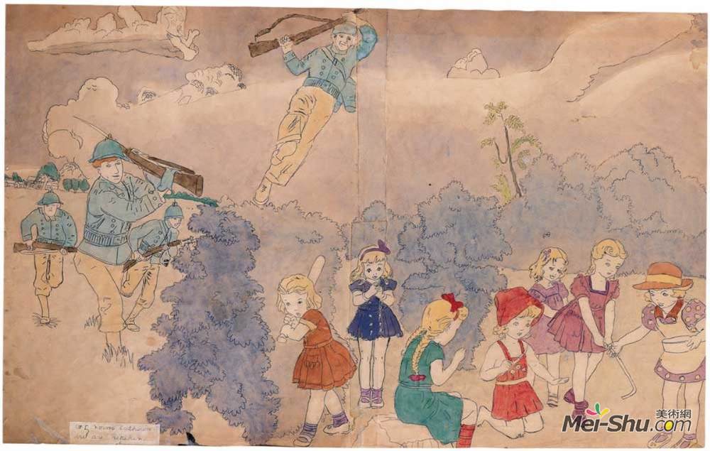 亨利达格(Henry Darger)高清作品《At 5 Norma Catherine. But Are Retaken.》