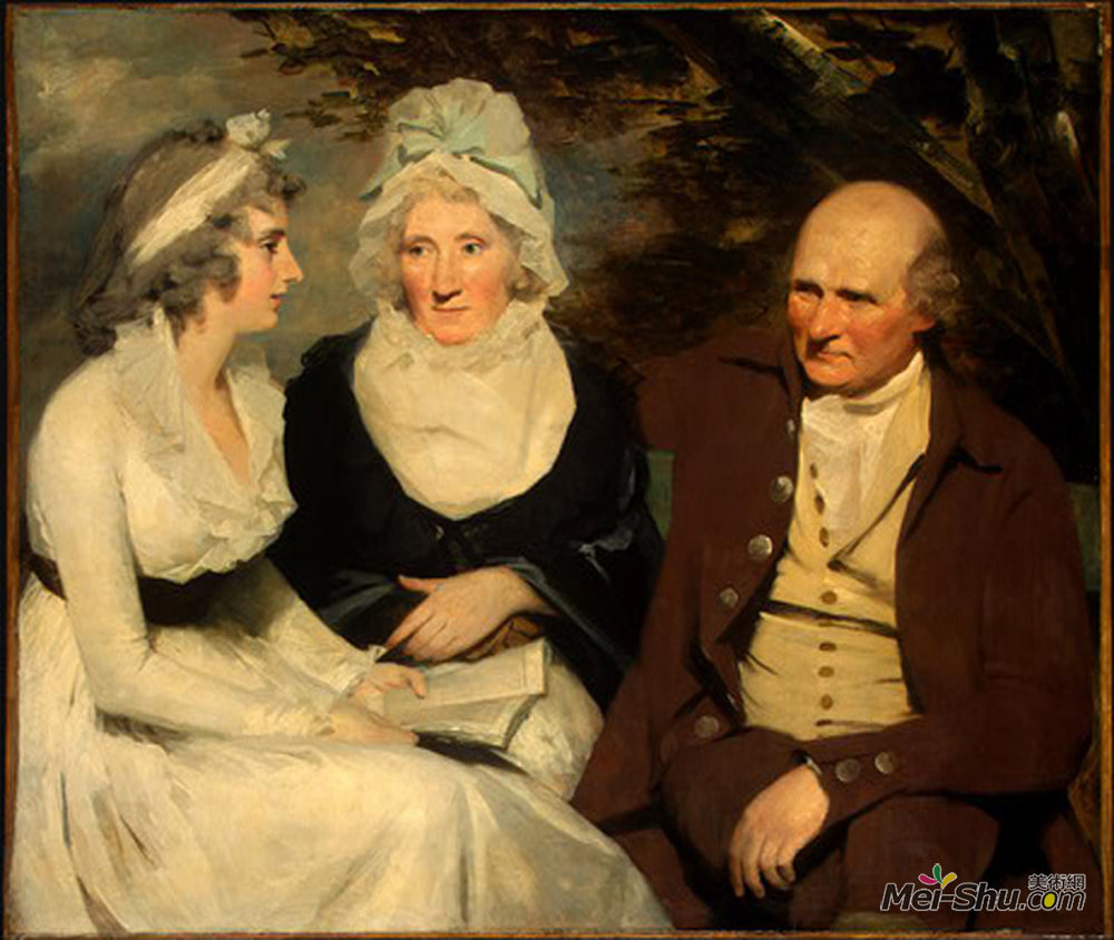 亨利·雷本(Henry Raeburn)高清作品《John Johnstone, Betty Johnstone, and Miss Wedderburn》