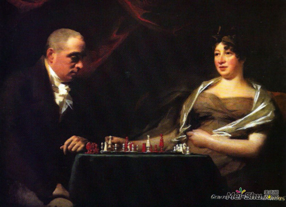 亨利·雷本(Henry Raeburn)高清作品《弗朗西斯和他的妻子伊丽莎·邓达斯卡明的肖像》