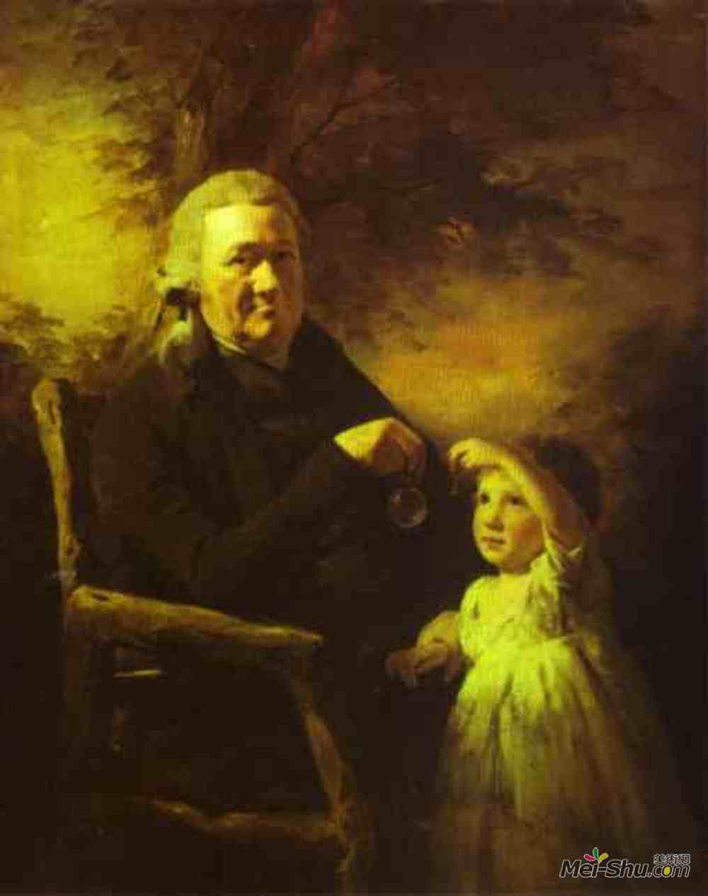 亨利·雷本(Henry Raeburn)高清作品《约翰泰特和他的孙子的肖像》