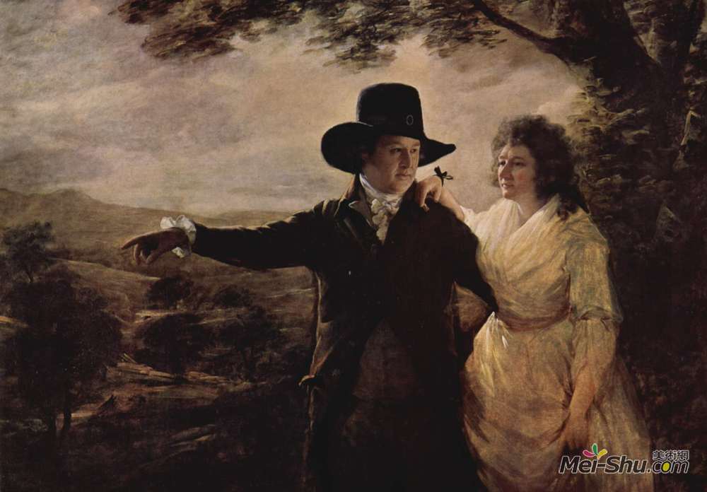亨利·雷本(Henry Raeburn)高清作品《佩尼库克约翰爵士与女职员画像》