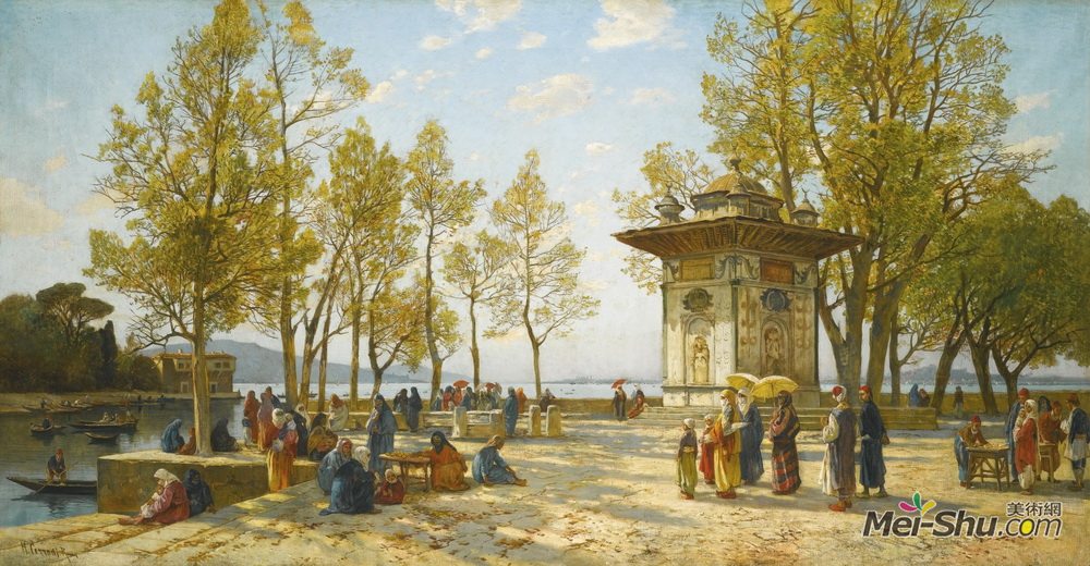 赫尔曼·大卫·所罗门(Hermann David Salomon Corrodi)高清作品《亚洲甜水的喷泉，在波斯普鲁斯》