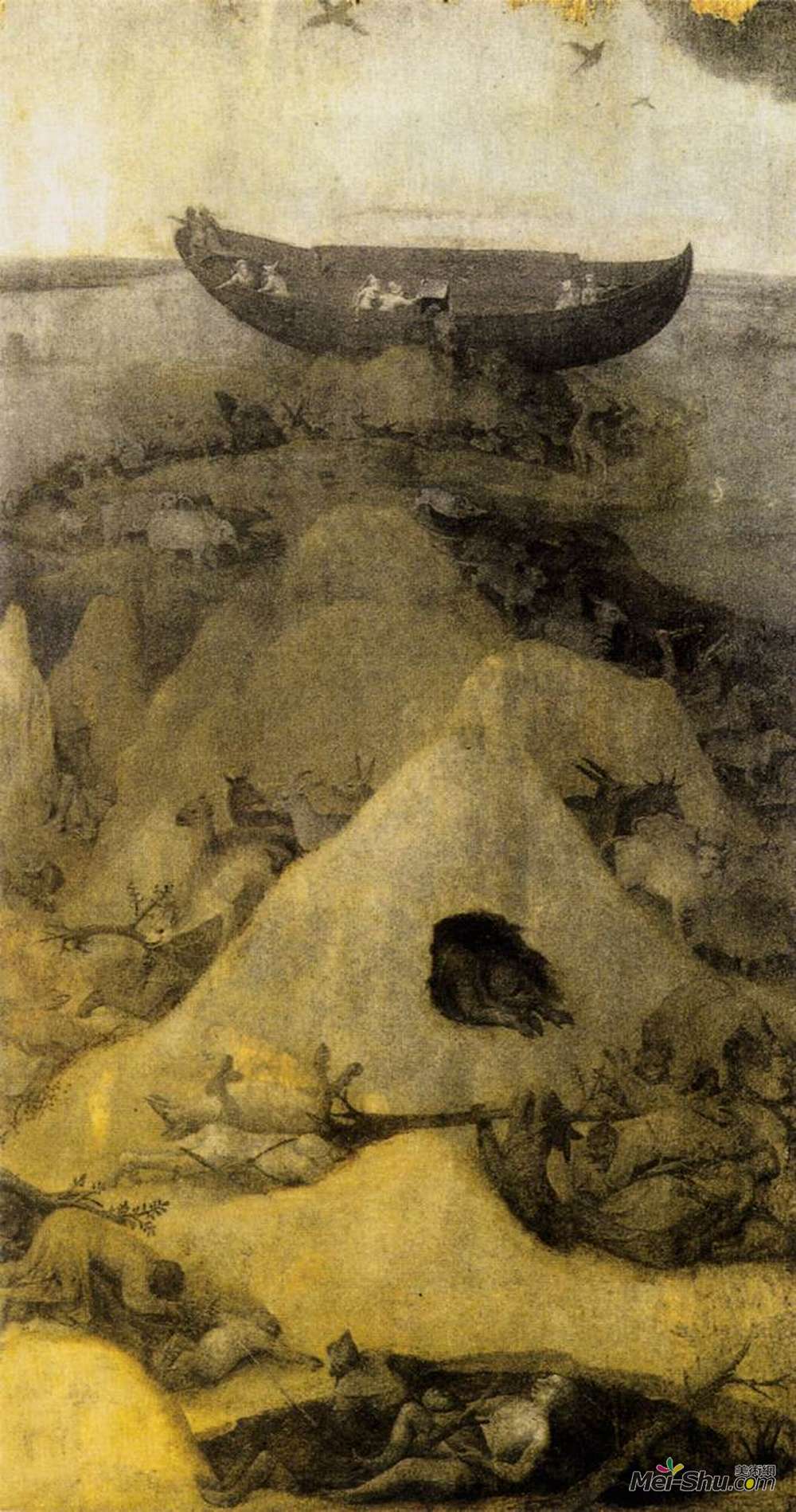 希罗尼穆斯·波希(Hieronymus Bosch)高清作品《诺亚方舟在阿拉拉特山上（正面）》