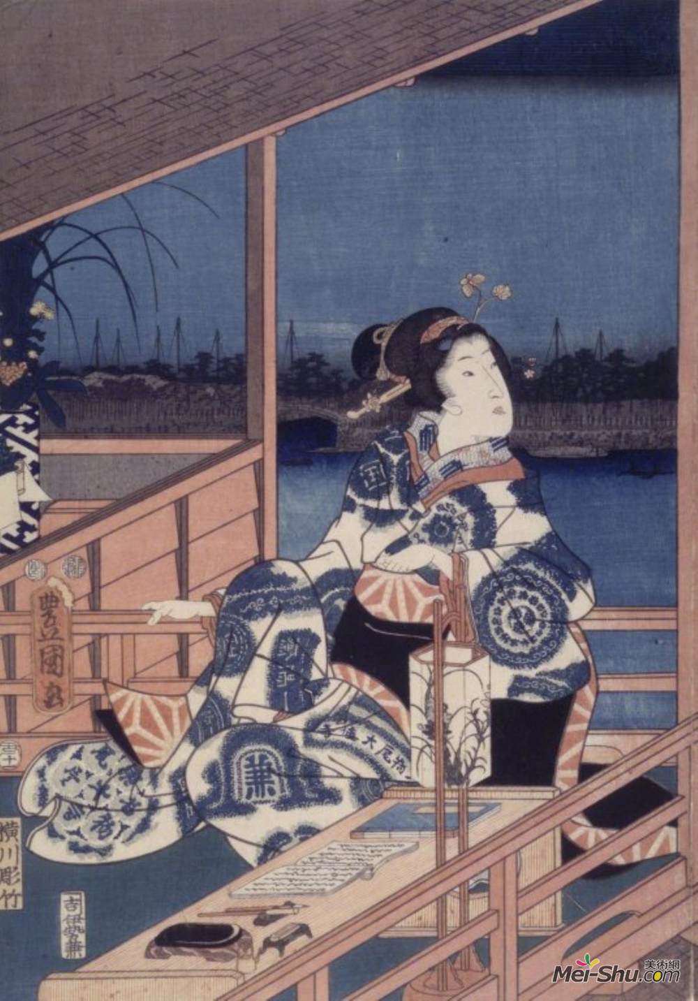 歌川广重(Hiroshige)高清作品《月光女神与阳台上的淑女》