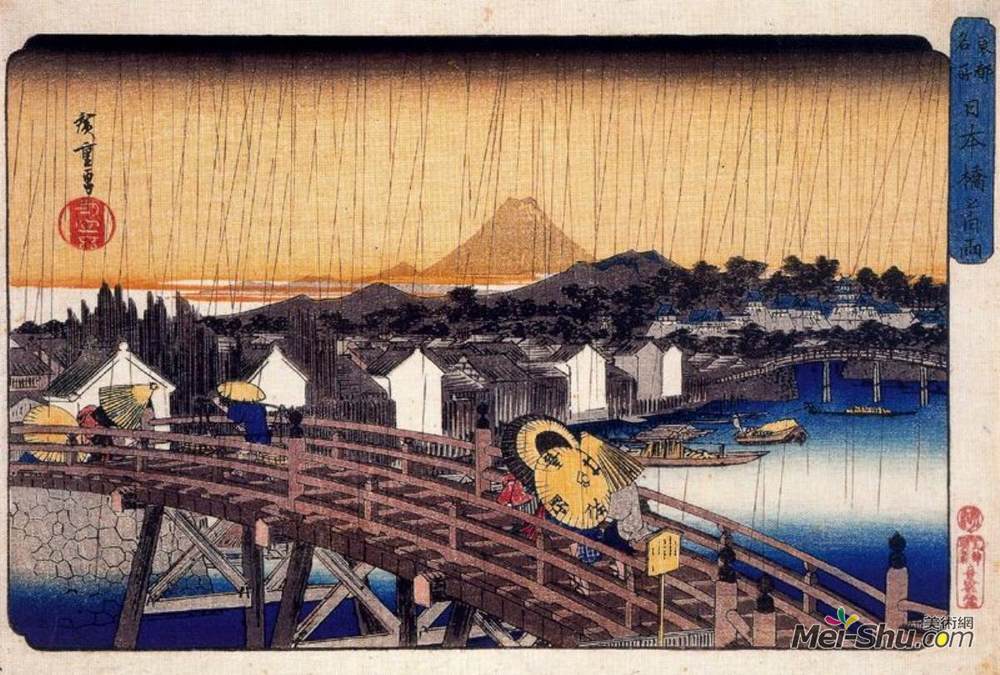 歌川广重(Hiroshige)高清作品《霓虹桥大桥晚宴》