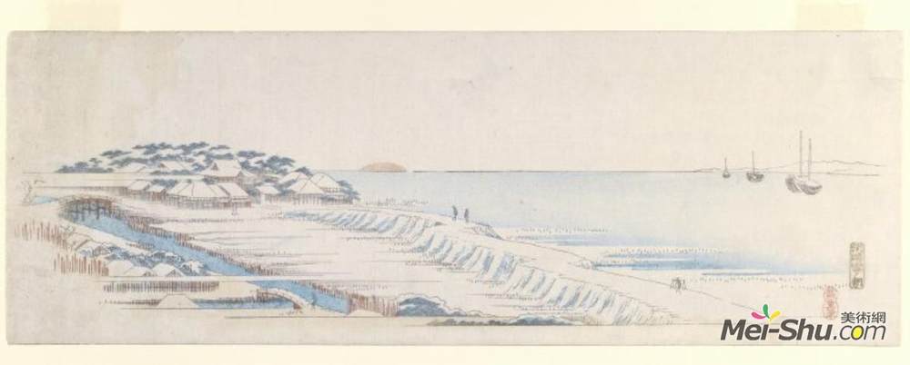 歌川广重(Hiroshige)高清作品《须崎的雪黎明》