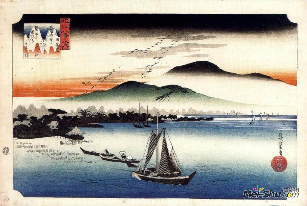 歌川广重(Hiroshige)高清作品《降雁》