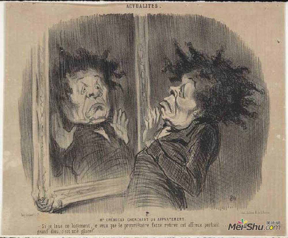 奥诺雷·杜米埃(Honore Daumier)高清作品《Adolphe Cremieux (Mr Cremieux seeking an apartment)》