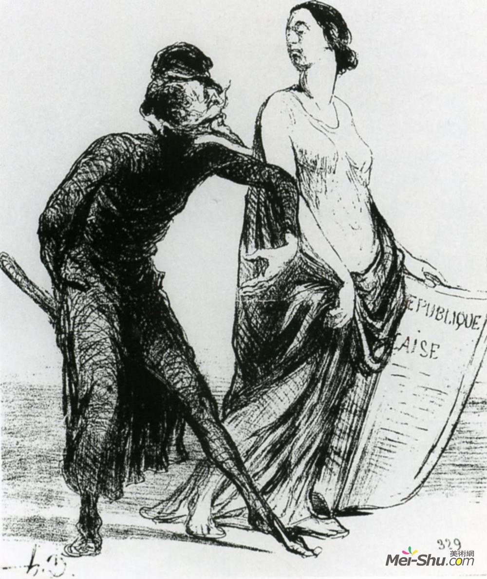 奥诺雷·杜米埃(Honore Daumier)高清作品《美丽的伤害，希望你接受我的手臂》