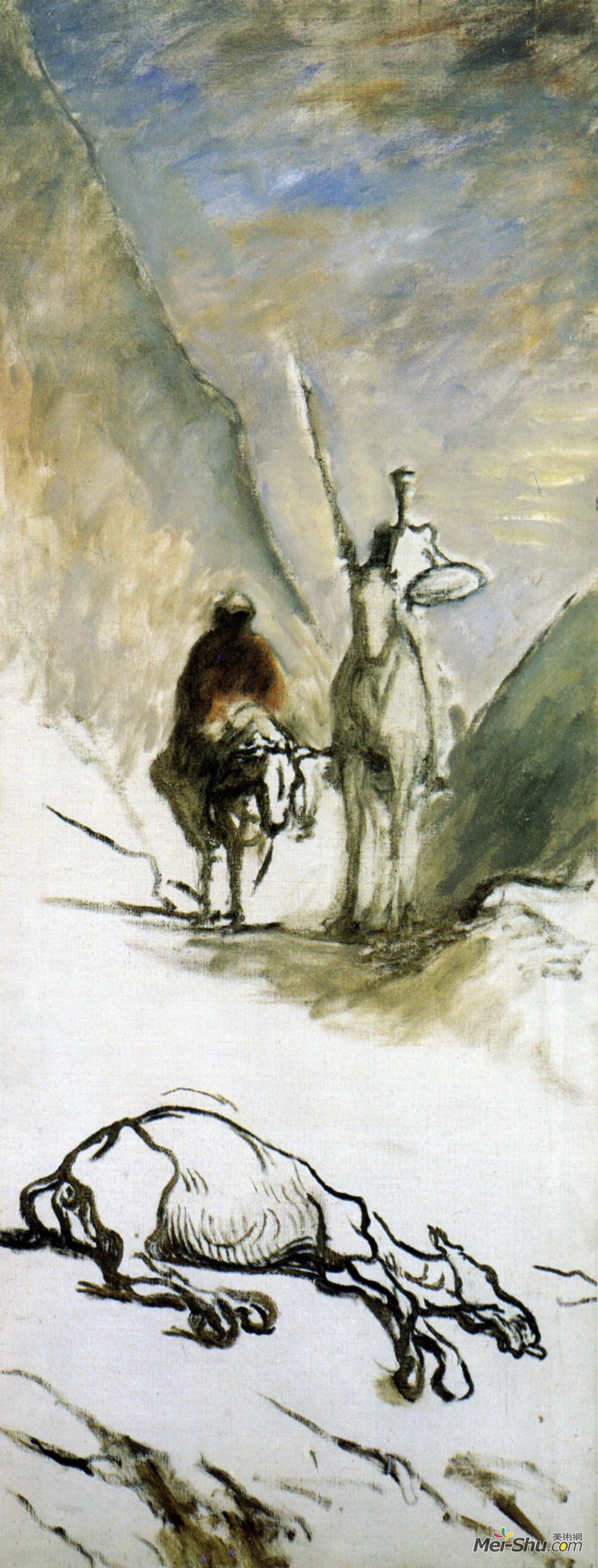 honore daumier奥诺雷·杜米埃油画4513《堂吉诃德,桑丘潘萨和死骡子
