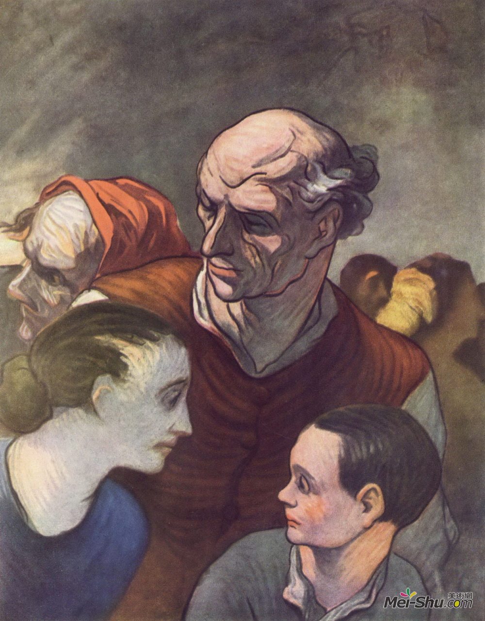 奥诺雷·杜米埃(Honore Daumier)高清作品《路障家庭》