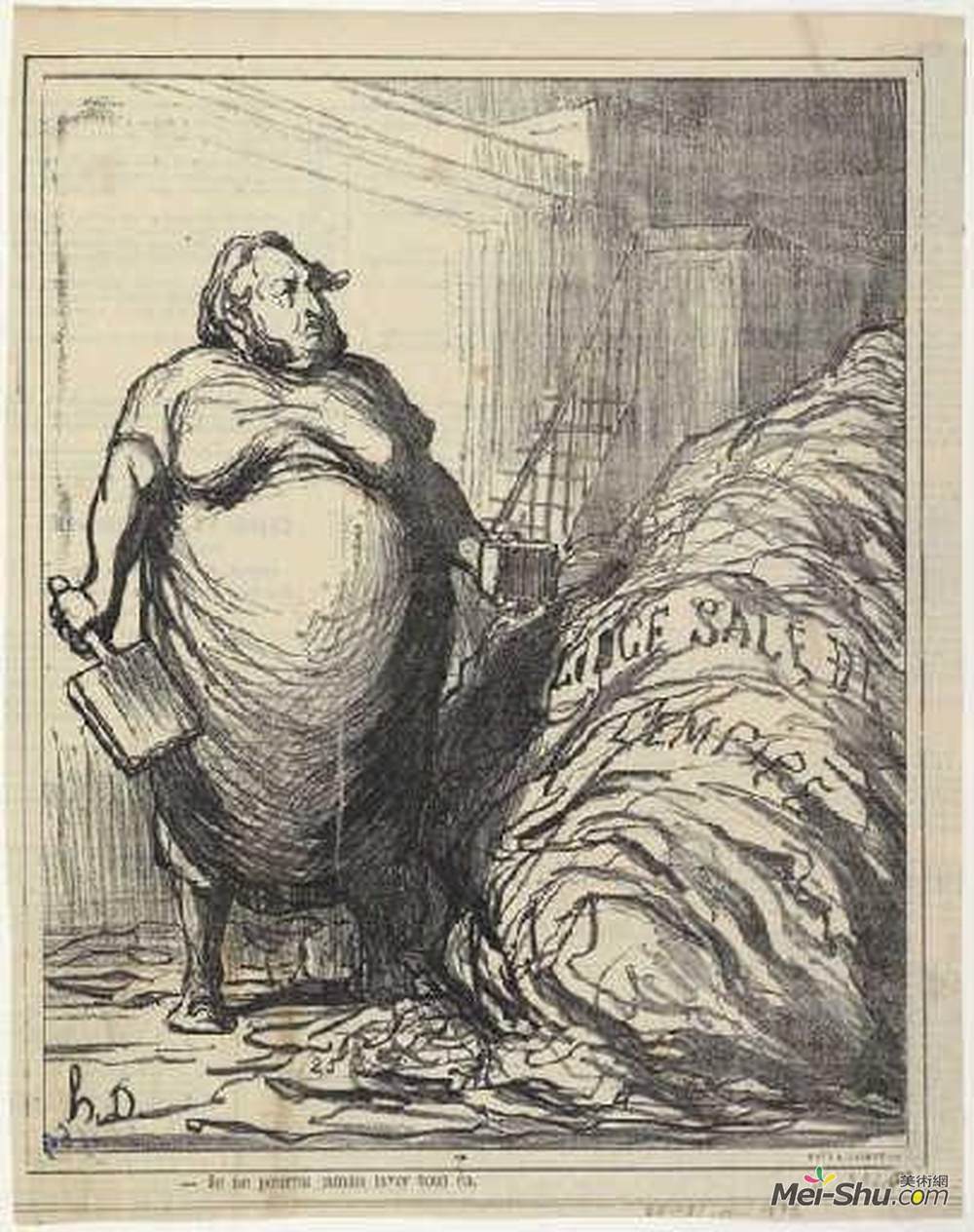 奥诺雷·杜米埃(Honore Daumier)高清作品《Rouher. I can never wash all this (dirty linen of the Empire》