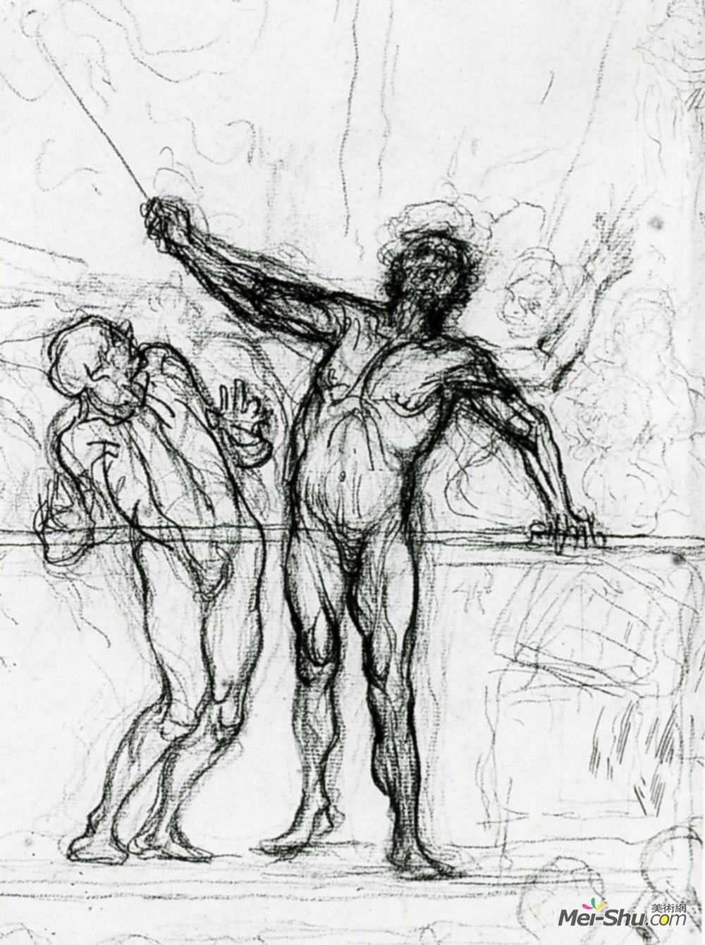 奥诺雷·杜米埃(Honore Daumier)高清作品《为游行做准备》