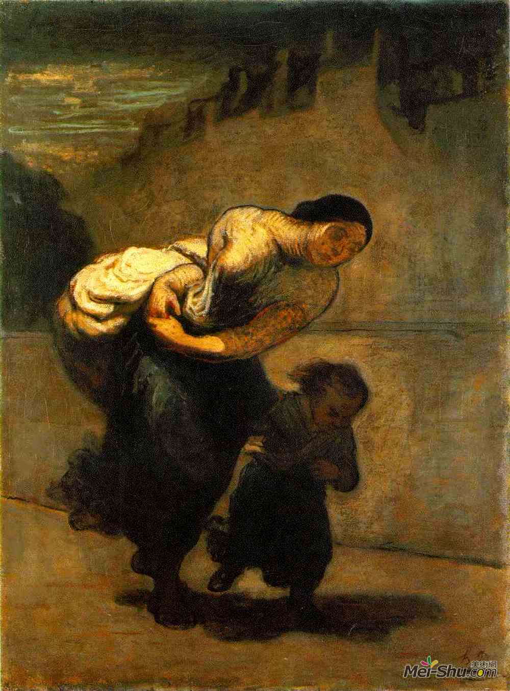 奥诺雷·杜米埃(Honore Daumier)高清作品《负担（洗衣店）》