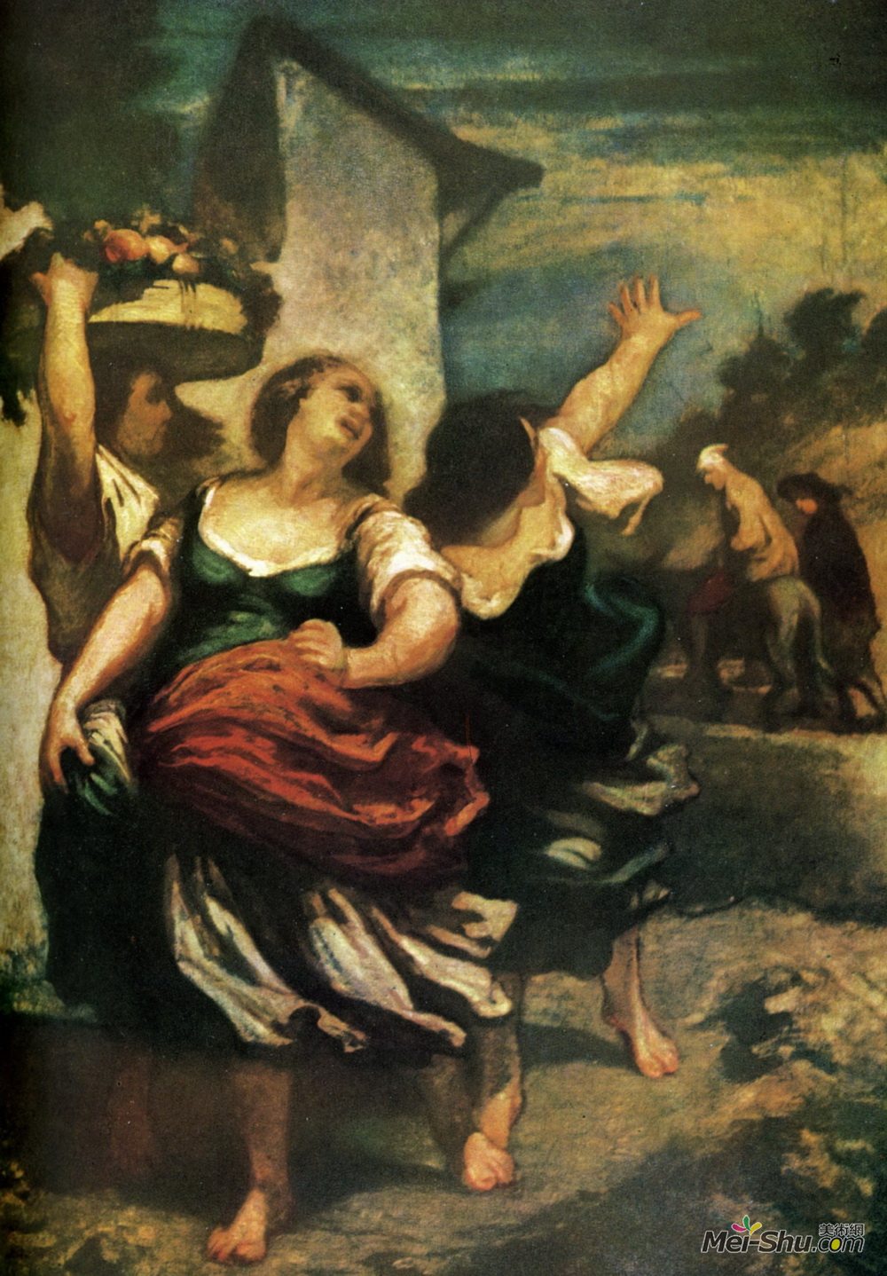 奥诺雷·杜米埃(Honore Daumier)高清作品《米勒，他的儿子和驴子》