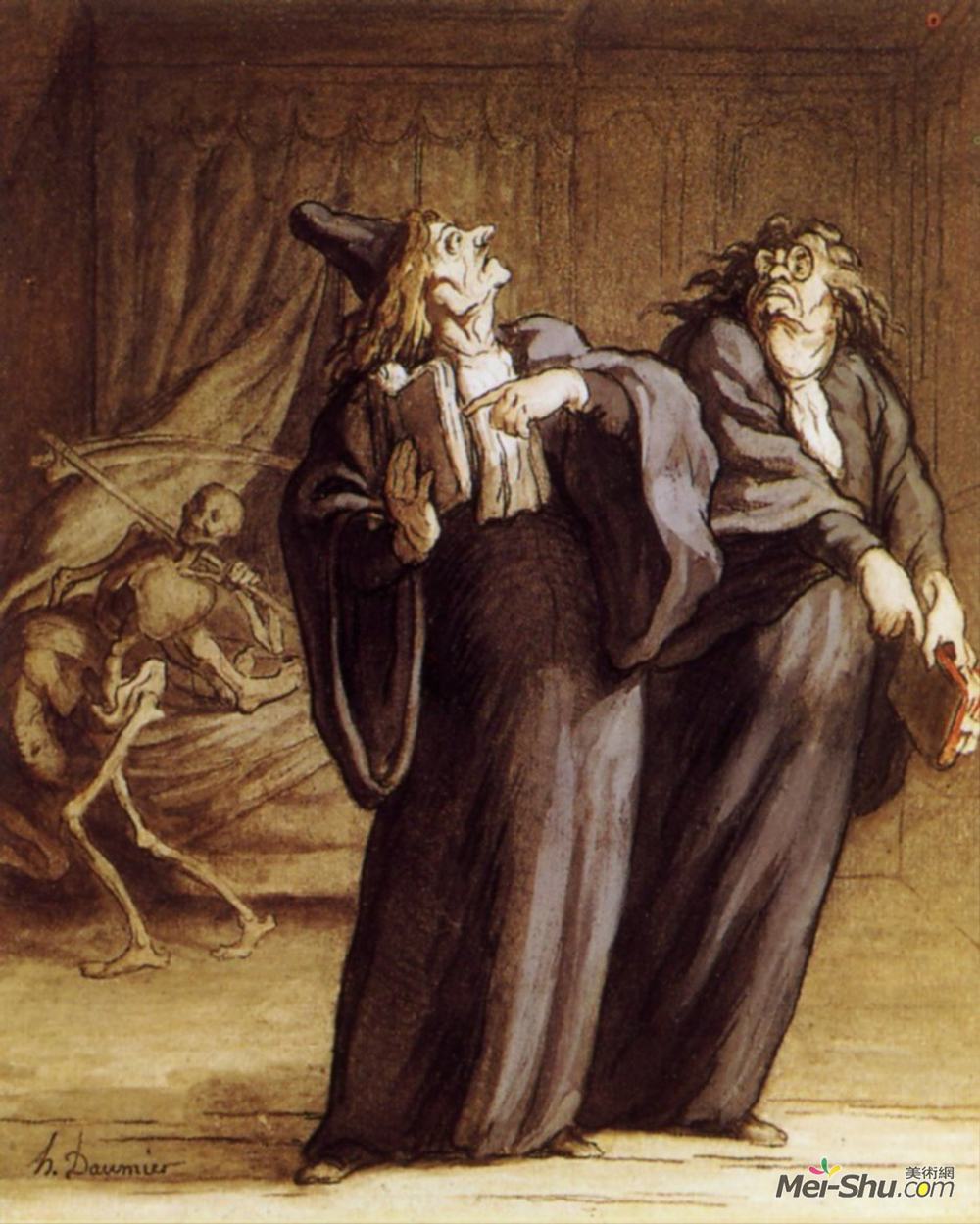 奥诺雷·杜米埃(Honore Daumier)高清作品《两位医生与死亡》