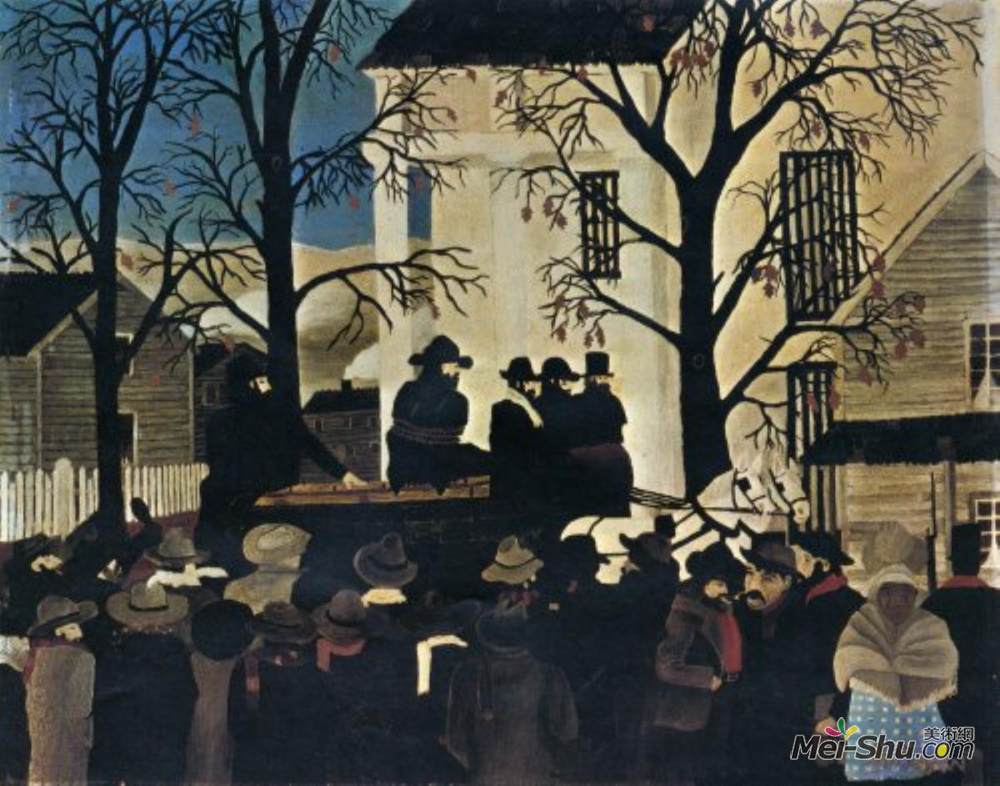 霍里斯·皮平(Horace Pippin)高清作品《约翰.布朗要去绞刑》