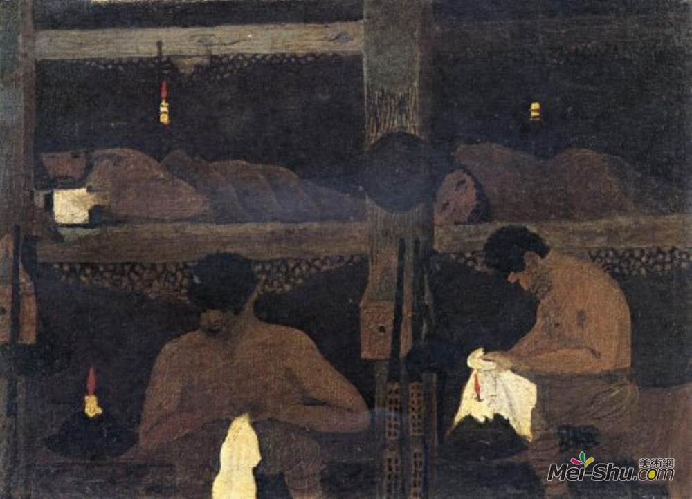霍里斯·皮平(Horace Pippin)高清作品《兵营研究》