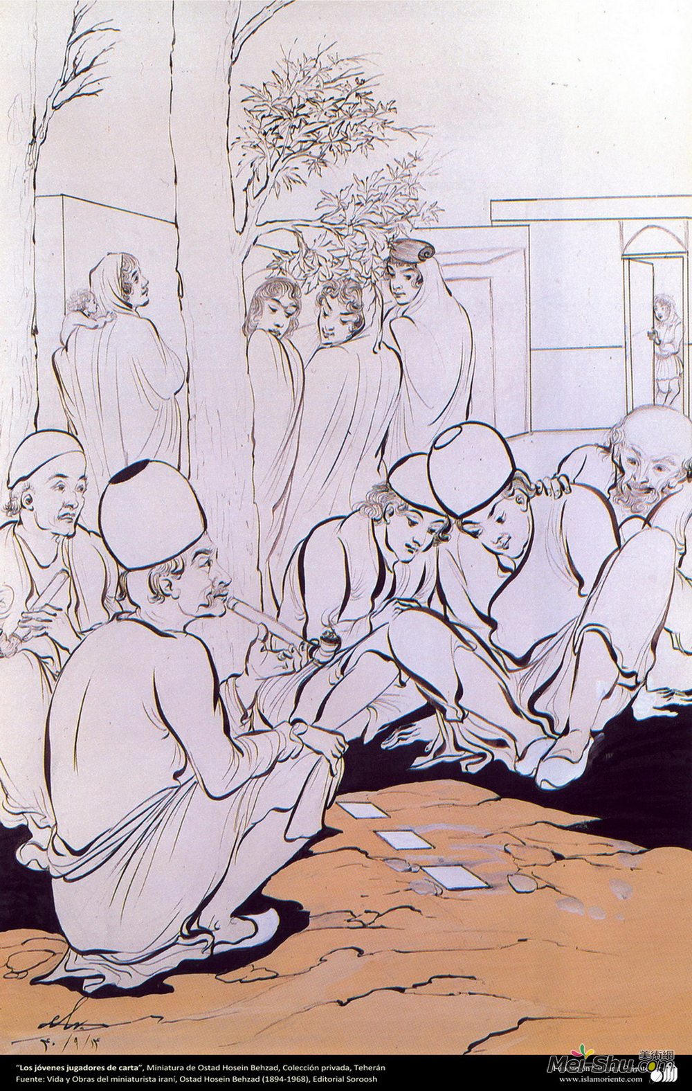 侯赛因·贝扎德(Hossein Behzad)高清作品《年轻的纸牌运动员》