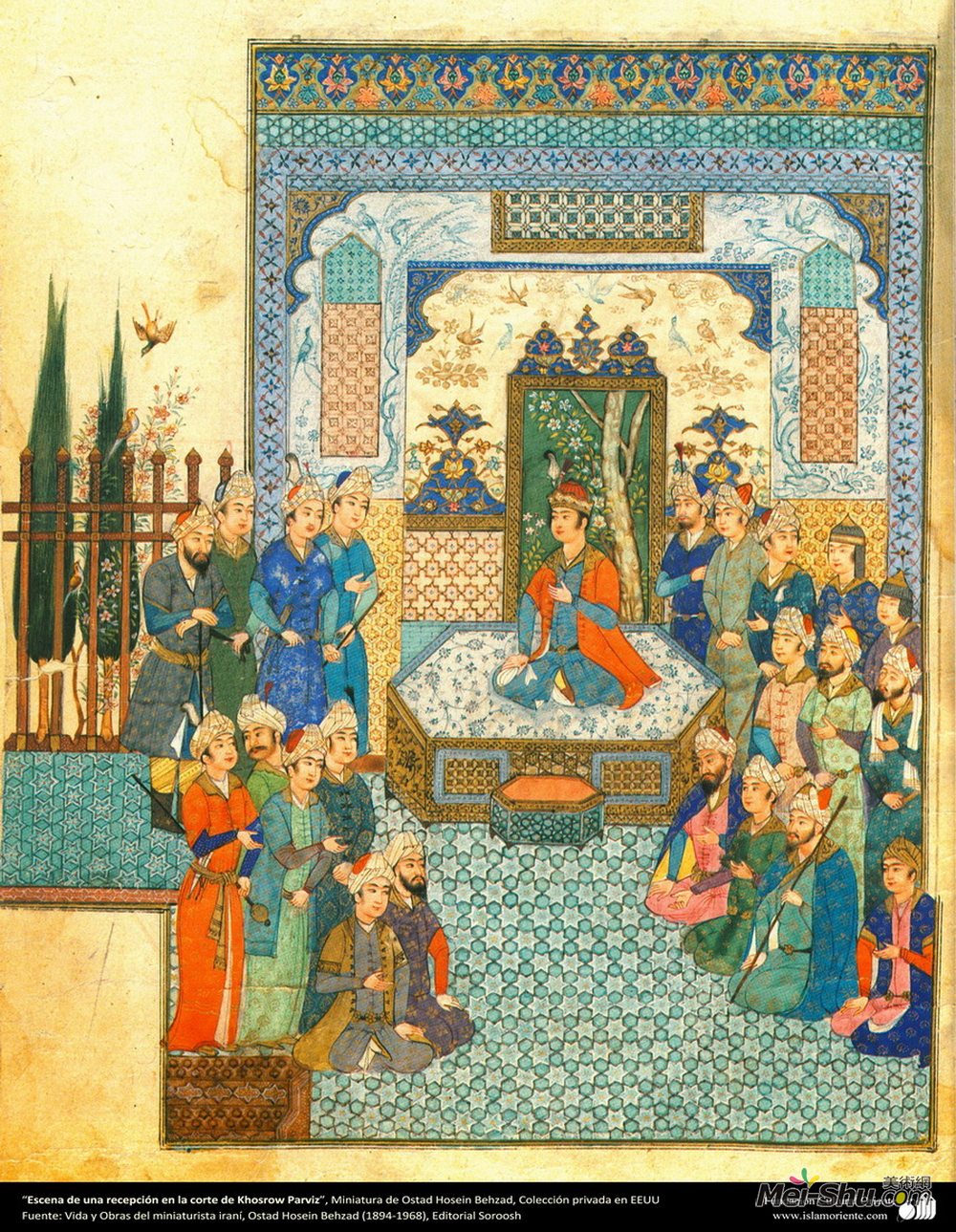 侯赛因·贝扎德(Hossein Behzad)高清作品《纳塞尔·科斯罗宫廷的招待会》