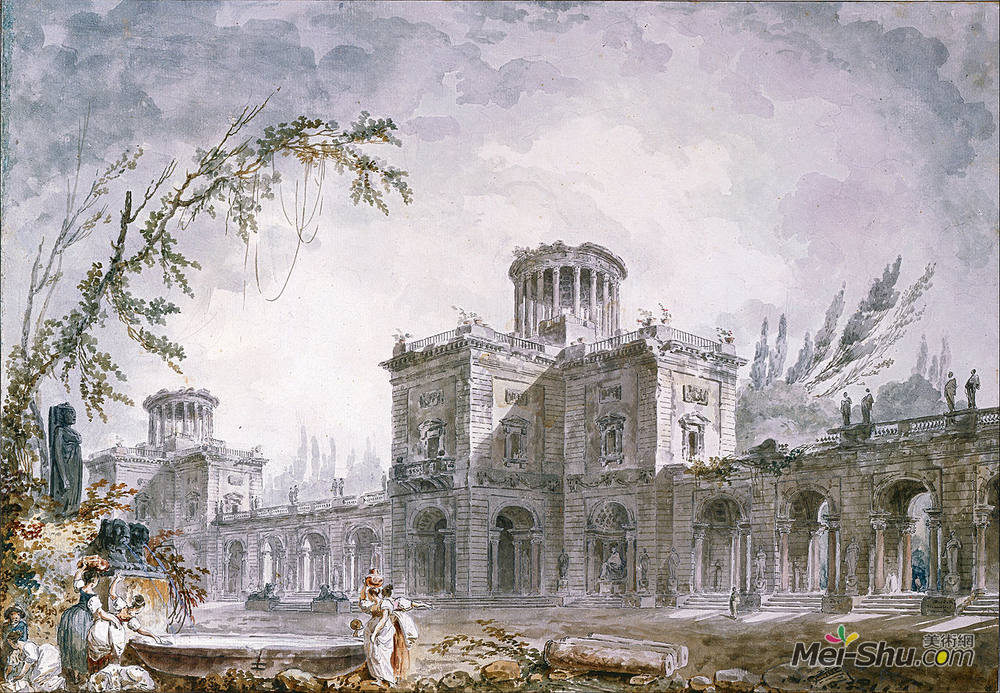 休伯特·罗伯特(Hubert Robert)高清作品《建筑的幻想》