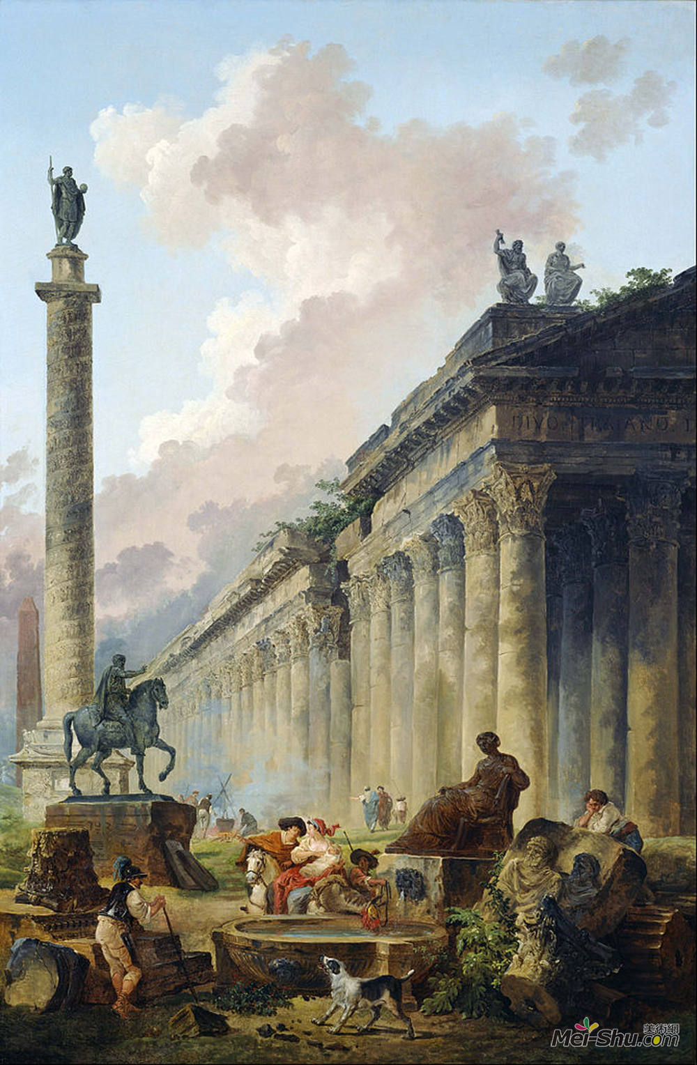 休伯特·罗伯特(hubert robert)高清作品《罗马的虚构视图与马库斯