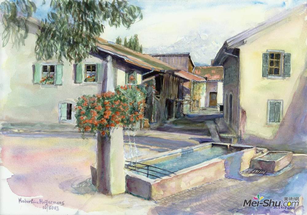 胡伯廷海耶曼(Hubertine Heijermans)高清作品《Fountain in the village of Saint-Triphon, canton Vaud, Switz》