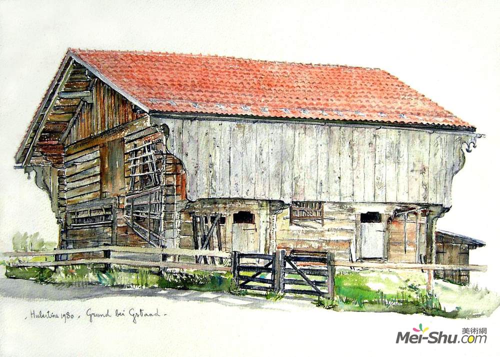 胡伯廷海耶曼(Hubertine Heijermans)高清作品《Large wooden barn between Grund and Gstaad, in the Berner Ob》