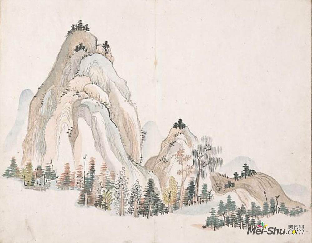 池大雅(Ike no Taiga)高清作品《无题（山脉）》