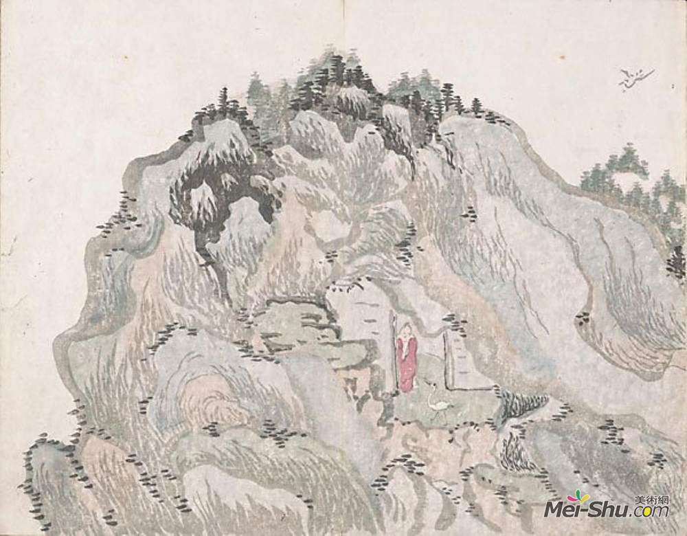池大雅(Ike no Taiga)高清作品《无题（山中半山洞）》